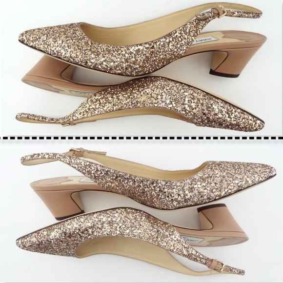 New JIMMY CHOO champagne Glitter Slingback Pump 43 - Picture 8 of 8